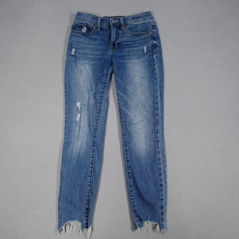 Lucky Brand Jeans Womens 0 Blue Ava Mid Rise Distressed Ankle Denim Skinny